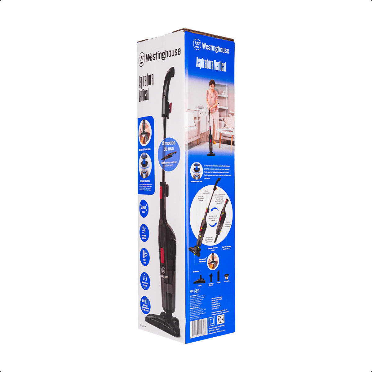 Aspiradora Vertical/Mano Alámbrica Westinghouse 600W