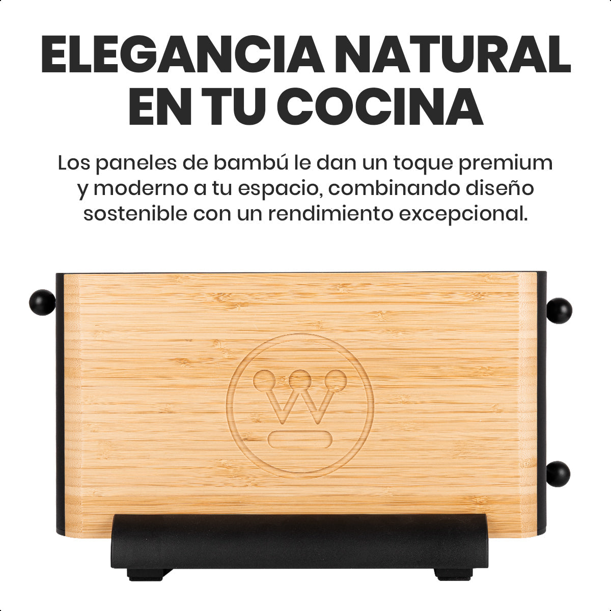 Tostador de Bambú de 2 Ranuras Extra Largas con Niveles Ajustables y Funciones Inteligentes