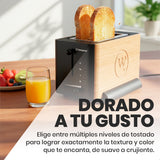 Tostador de Bambú de 2 Ranuras Extra Largas con Niveles Ajustables y Funciones Inteligentes