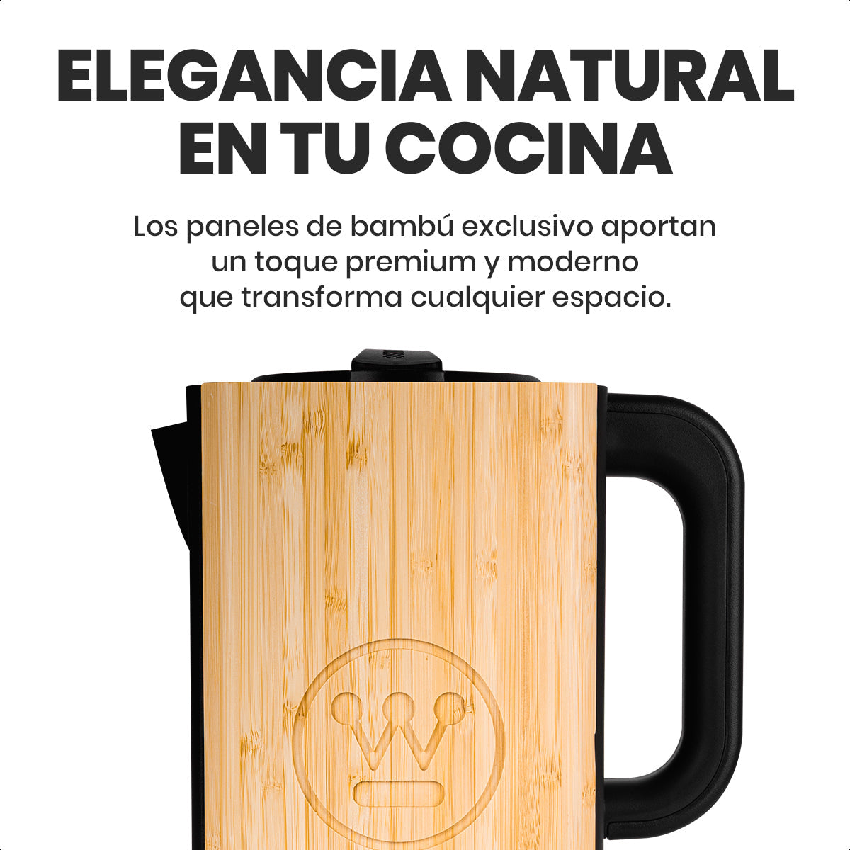 Hervidor Eléctrico de Bambú 1.7L con Control de Temperatura LED Westinghouse