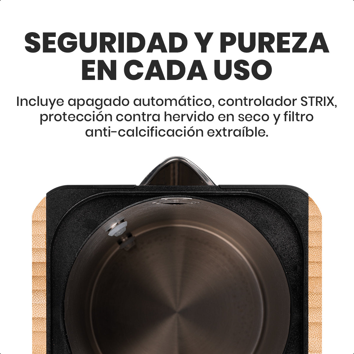 Hervidor Eléctrico de Bambú 1.7L con Control de Temperatura LED Westinghouse