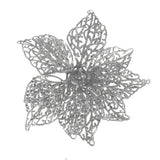 Flor Ornamento Navideño, Color Plateado, 2 pzas