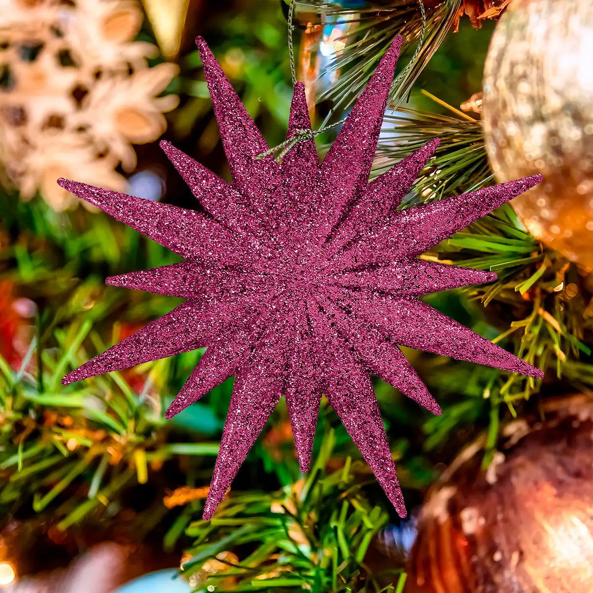 Destello, Ornamento Navideño, Color Fucsia