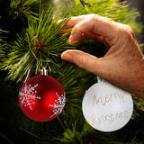 Esferas Navideñas Blanco y Rojo, 2 pzas