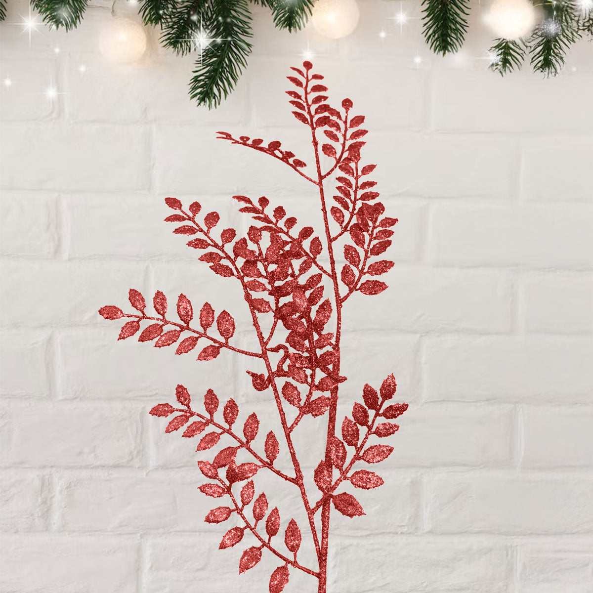 Rama Decorativa, Glitter, Color Rojo, 80 cm