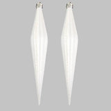 Esferas Navideñas, Forma Diamante Largo, Color Blanco, 2 pzas