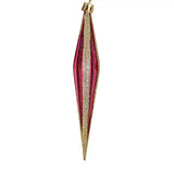 Esferas Navideñas, Forma Diamante Largo, Color Vino con Glitter, 2 pzas
