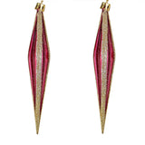 Esferas Navideñas, Forma Diamante Largo, Color Vino con Glitter, 2 pzas