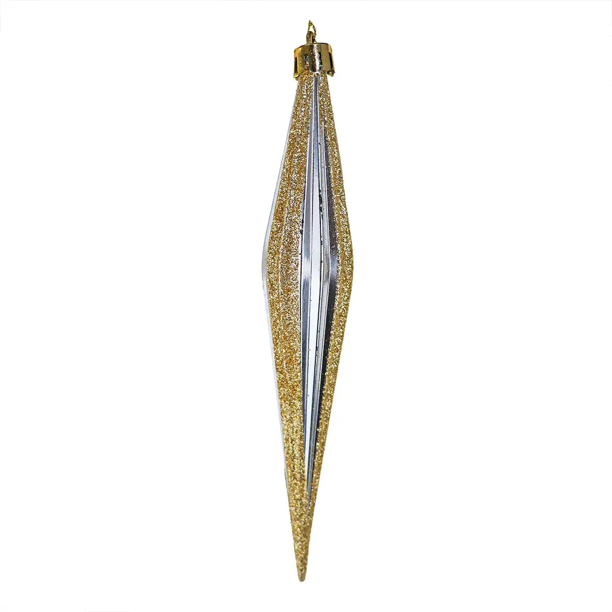 Esferas Navideñas, Forma Diamante Largo, Color Oro, 2 pzas