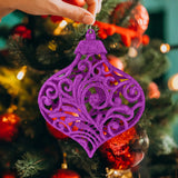 Ornamento Navideño con Glitter, Color Morado, 17 cm
