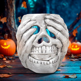 Calavera y Manos, Portavela, Color Blanco