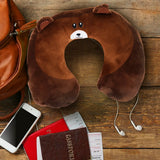 Almohada de Viaje Ergonómica, Oso, Color Café