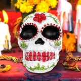 Cráneo, Figura de Cerámica, Flores, Colores