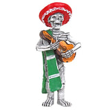 Esqueleto de Guitarrista, Figura de Cerámica, Color Rojo