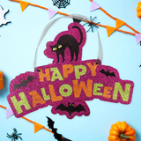 Happy Halloween, Letrero Colgante con Glitter, Halloween