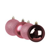 Kit de Esferas Navideñas, 4 pzas, Color Vino