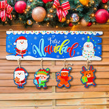 Letrero Colgante "Feliz Navidad" para Puerta, Color Azul