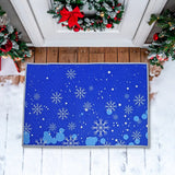 Tapete Navideño, Diseño Copos de Nieve, Color Azul