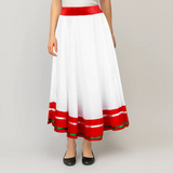 Falda Regional, Color Blanco y Rojo, Fiestas Patrias, Talla Mediana