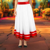 Falda Regional, Color Blanco y Rojo, Fiestas Patrias, Talla Mediana
