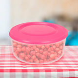 Contenedor Redondo de Plástico, Color Rosa, 550 ml