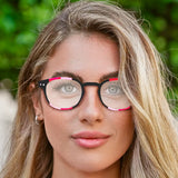 Lentes de Lectura con Estuche, Color Negro y Rosa, +1.00