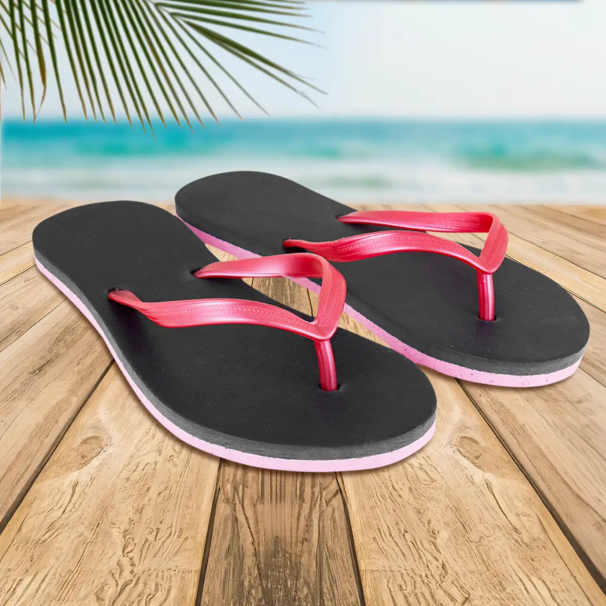 Sandalias, Color Negro y Rosa, Talla 24