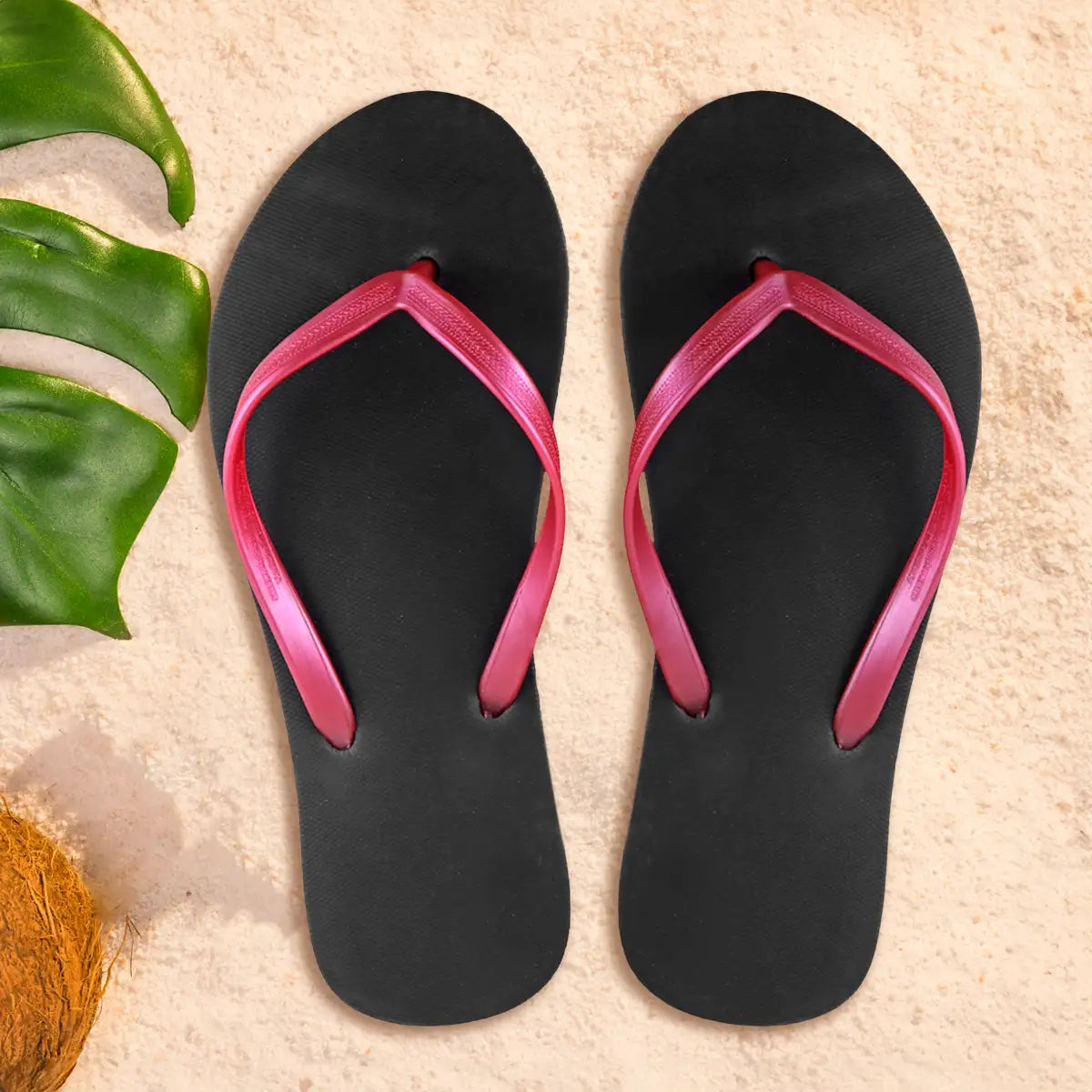 Sandalias, Color Negro y Rosa, Talla 24