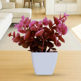 Maceta Color Blanco con Flor Artificial Rosa