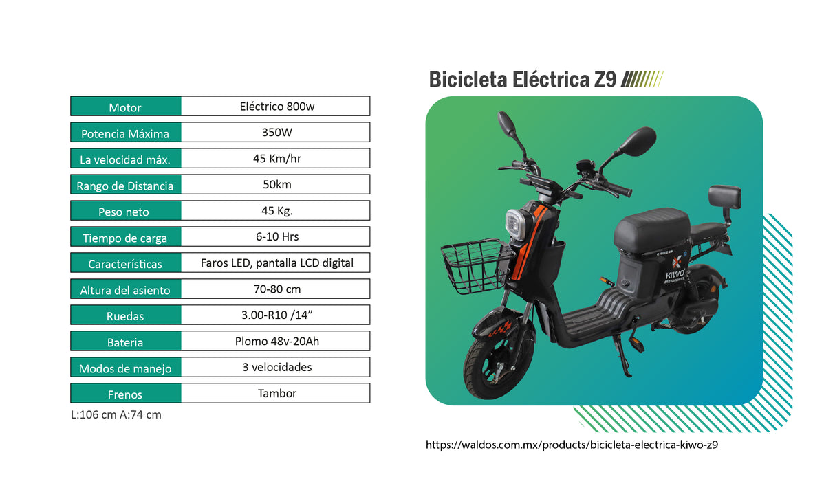 Bicicleta Eléctrica Kiwo Z9
