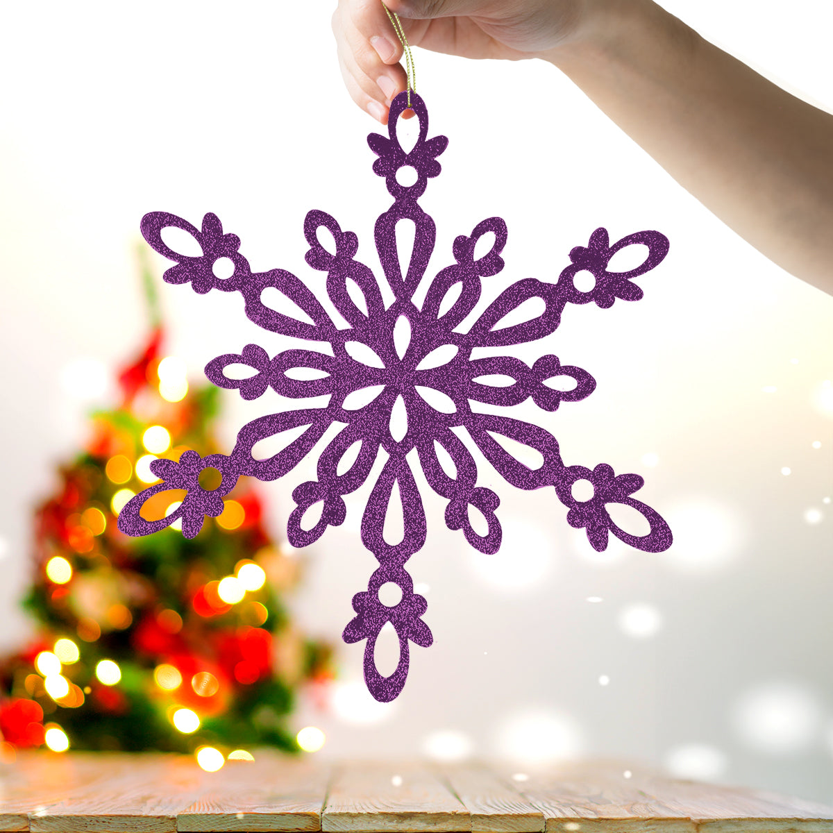 Copo de Nieve Jumbo con Glitter, Color Morado