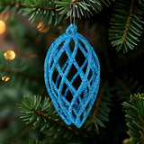 Esferas Navideñas con Glitter, Forma Lágrima, Color Azul, 2 pzas