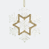 Copo de Nieve, Plástico y Glitter, Color Dorado