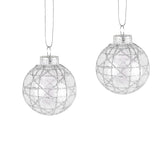 Esferas Navideñas Brillantes con Diseño en Glitter, 2 pzas