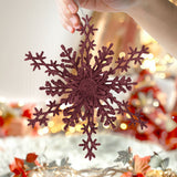 Copo de Nieve, Ornamento Navideño con Glitter, Color Vino