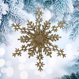 Copo de Nieve, Ornamento Navideño con Glitter, Color Dorado