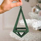 Ornamento Geométrico Navideño, Color Verde, 14 cm