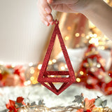 Ornamento Geométrico Navideño, Color Rojo, 14 cm