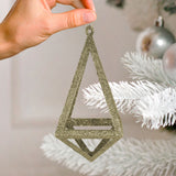 Ornamento Geométrico Navideño, Color Dorado, 14 cm