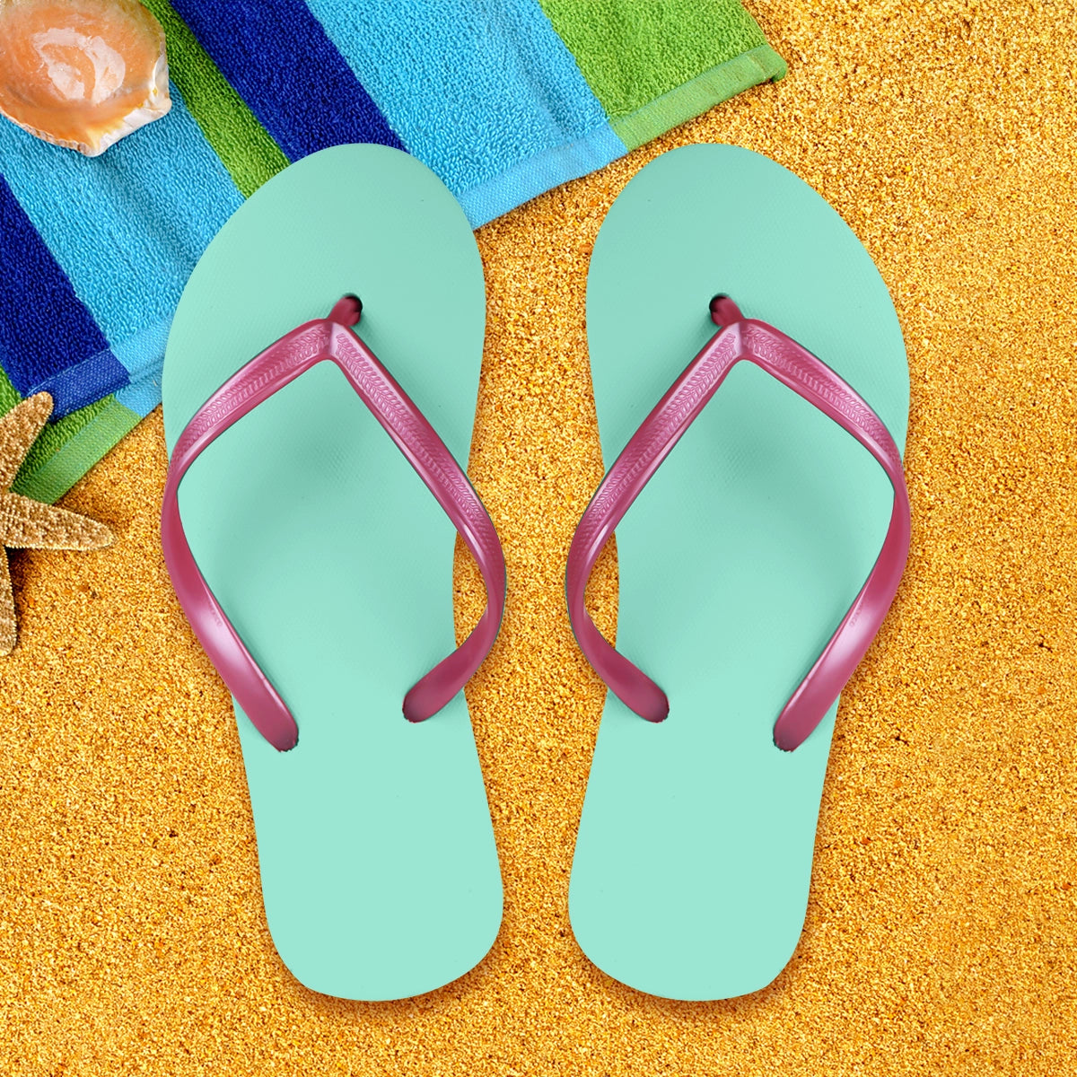 Sandalias, Color Verde y Rosa, Talla 25