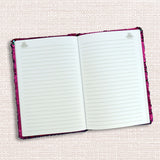 Cuaderno de Lentejuela Color Fiusha con Diseño de Mariposa, 80 Hojas