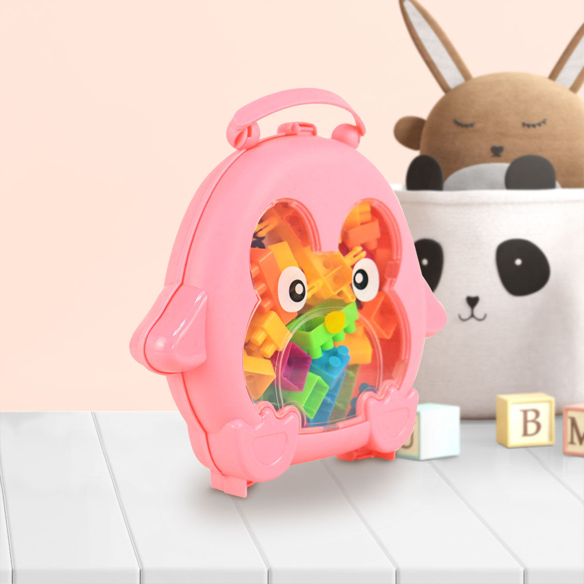 Bloques de Colores con Estuche de PingÃ¼ino Rosa