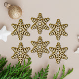 Mini Copos de Nieve, Glitter, 6 pzas, Color Dorado