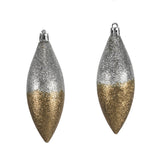 Esferas Bicolor Glitter Alargadas, Color Dorado y Negro, 2 pzas