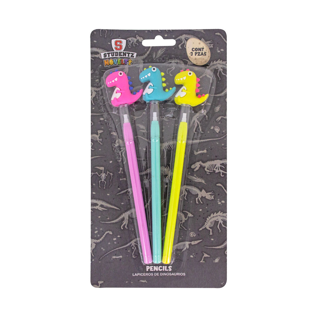 Lapiceros Tipo Pencil Dinosaurios con 3 Pza.