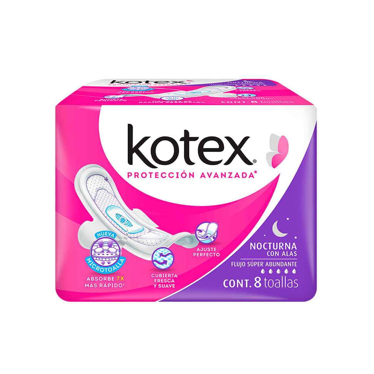 Paquete de Toalla Femenina Nocturna con Alas Kotex