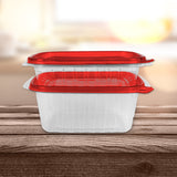 Set de 2 Recipientes de Plástico 1.2 L y 2.2 L Color Rojo
