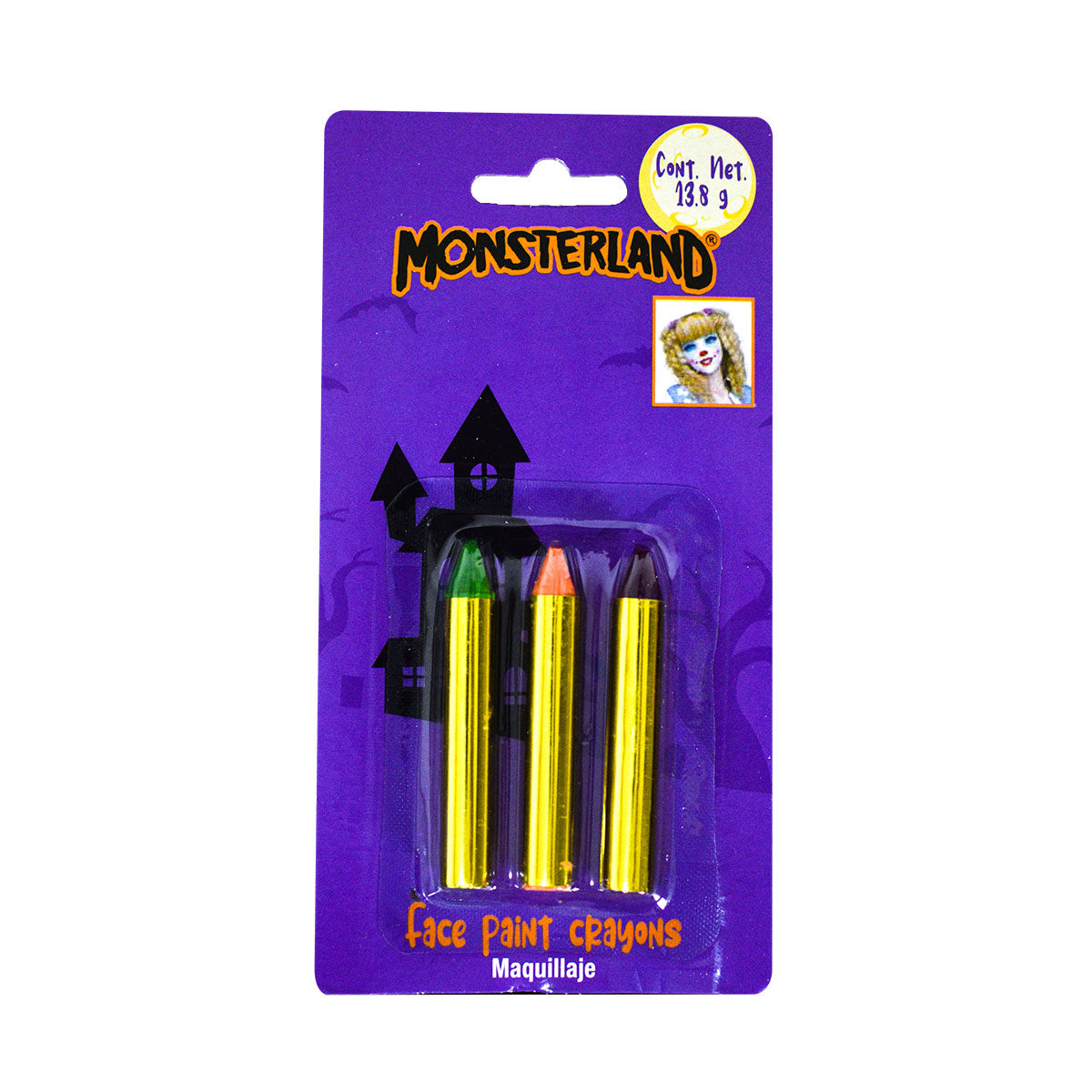 Maquillaje Monsterland Verde Naranja Negro